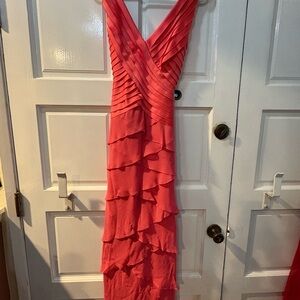 Tadashi Shoji Coral Backless Ruffled Dress